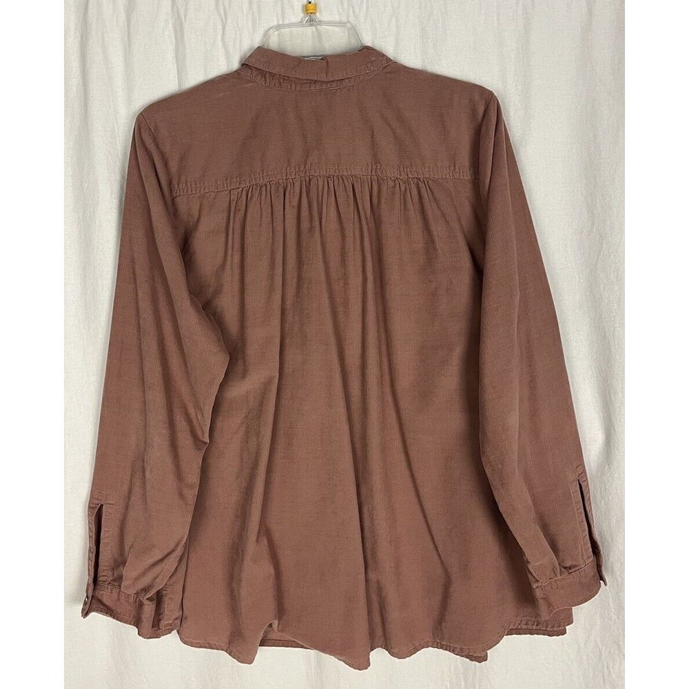 J Jill Corduroy Shirt Button Up Long Sleeve Cotton Pink Shirt size L - Picture 3 of 7